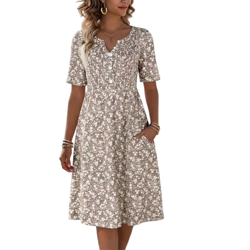 🎉 LIMITED TIME 50% OFF! 🔥Women's Casual V-Neck Print Dress with Pockets
