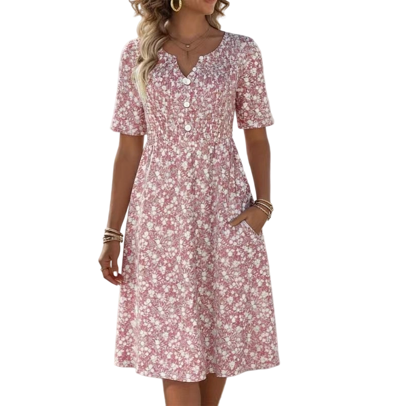 🎉 LIMITED TIME 50% OFF! 🔥Women's Casual V-Neck Print Dress with Pockets