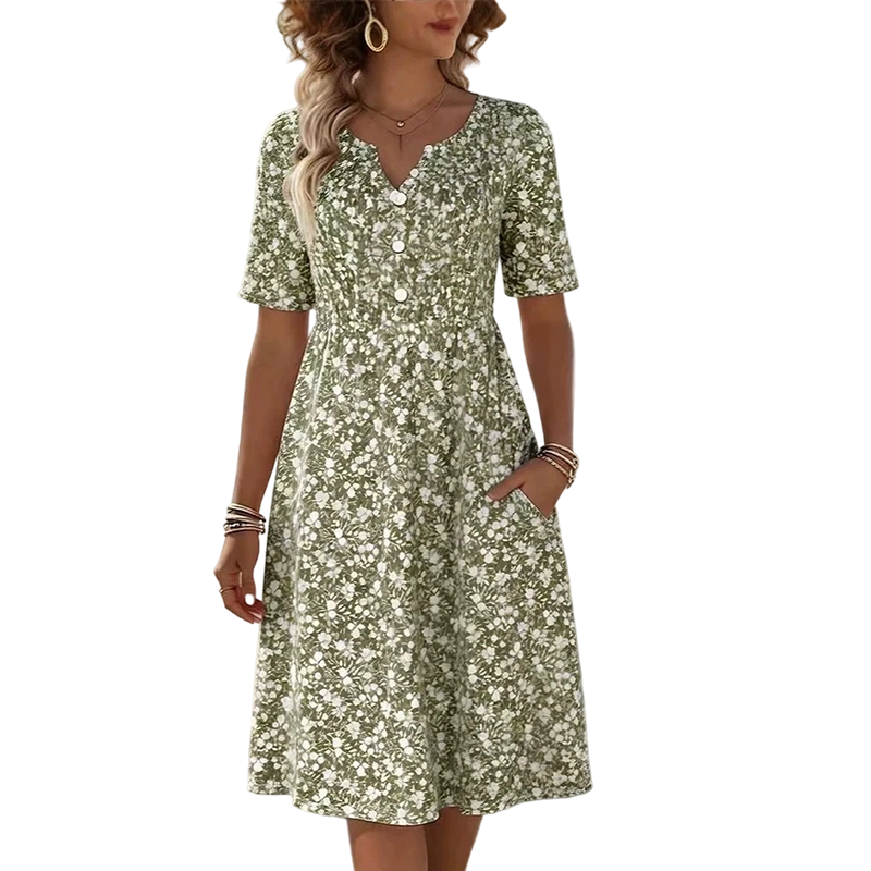 🎉 LIMITED TIME 50% OFF! 🔥Women's Casual V-Neck Print Dress with Pockets