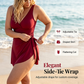 🥳SUMMER HOT SALE🎉1LAST DAY 50% OFF⌛️🩱Elegant Plus Size Solid Color Swim Dress – Premium Textured One-Piece for Beach & Pool