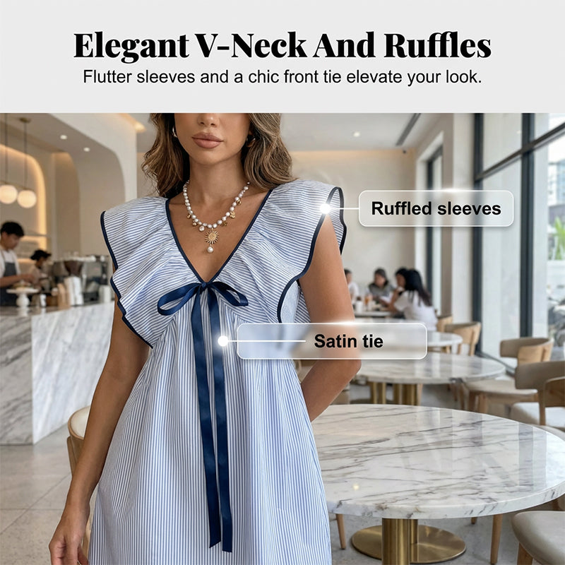 🎁New Arrivals 50% OFF💥Women's V Neck Babydoll Mini Dress