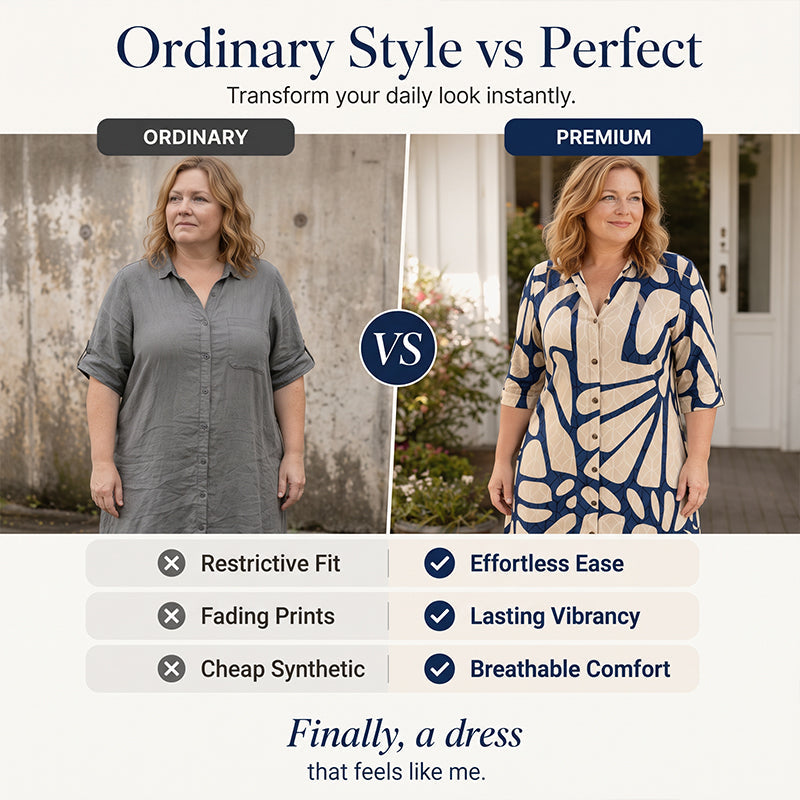 👗 50% OFF NOW! 💥Women's Geometric Print Button-Down Shirt Dress