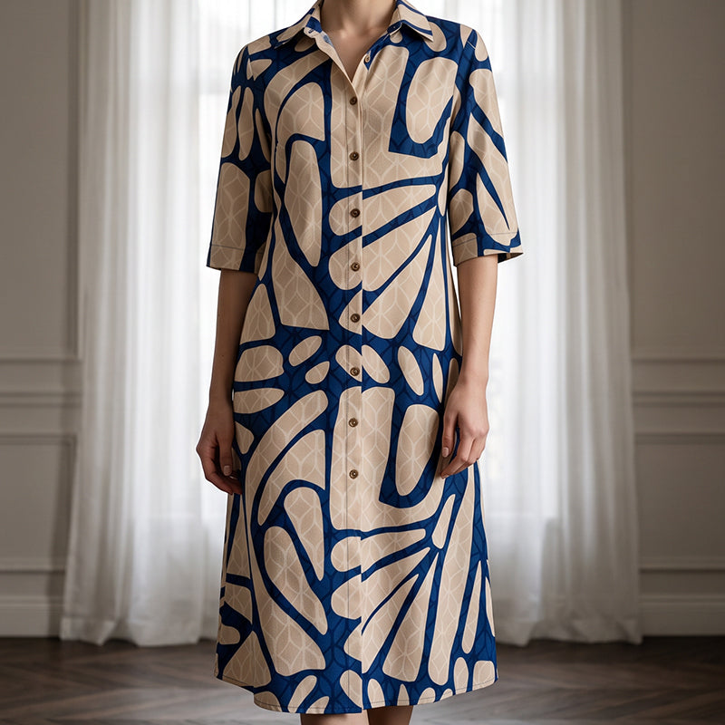 👗 50% OFF NOW! 💥Women's Geometric Print Button-Down Shirt Dress