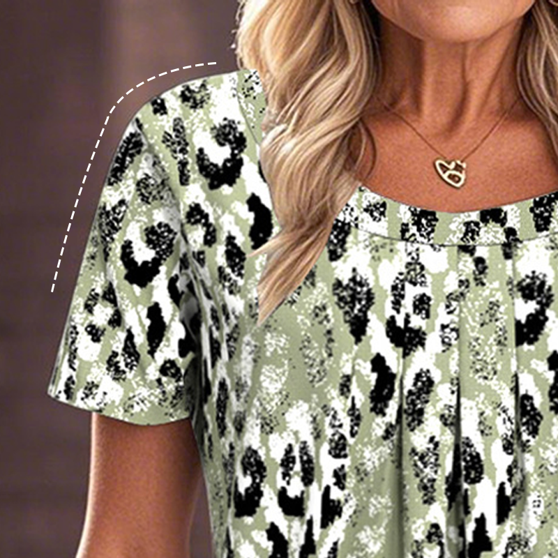 🐆LAST DAY SALE 50% OFF🐾Women's Casual Printed Round Neck Short Sleeve Top