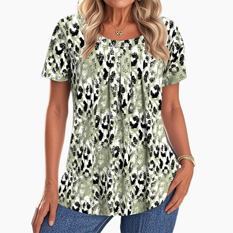 🐆LAST DAY SALE 50% OFF🐾Women's Casual Printed Round Neck Short Sleeve Top