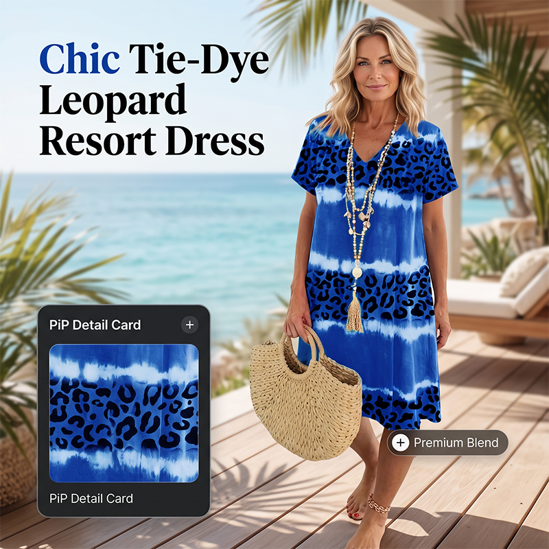 🥳2026 HOT SALE🥳Women's Casual Tie Dye Leopard Print V-Neck Dress
