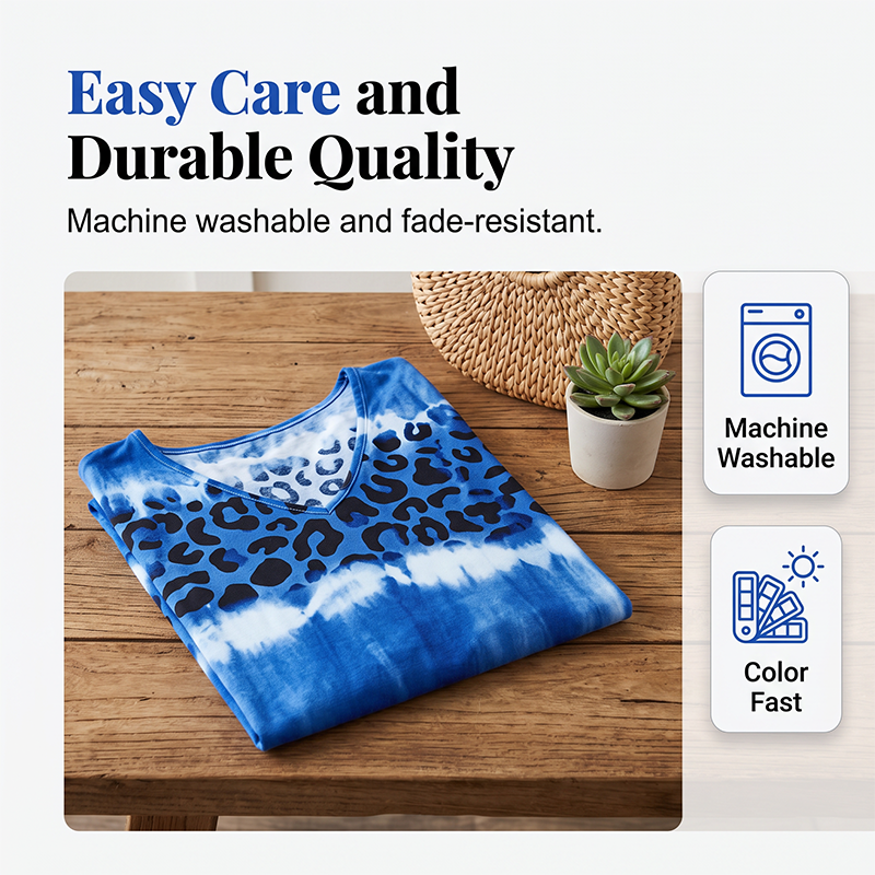 🥳2026 HOT SALE🥳Women's Casual Tie Dye Leopard Print V-Neck Dress