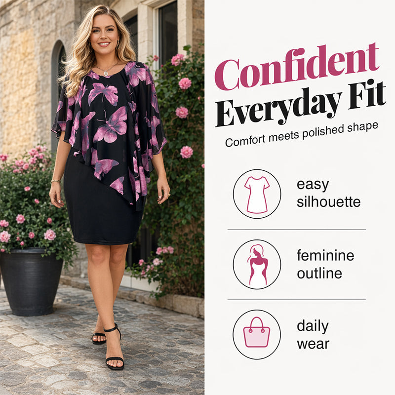 👗 50% OFF NOW! 💥Women's Floral Print Cape Bodycon Dress