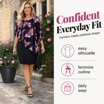 👗 50% OFF NOW! 💥Women's Floral Print Cape Bodycon Dress