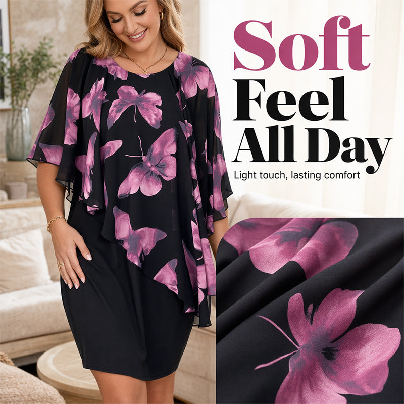 👗 50% OFF NOW! 💥Women's Floral Print Cape Bodycon Dress