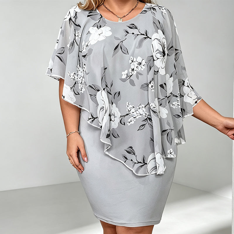 👗 50% OFF NOW! 💥Women's Floral Print Cape Bodycon Dress