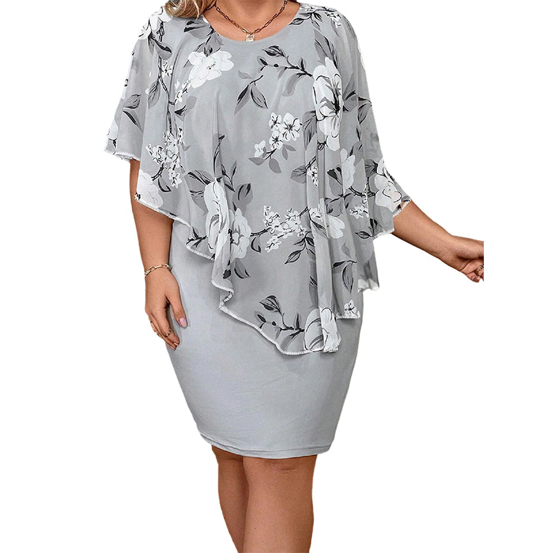 👗 50% OFF NOW! 💥Women's Floral Print Cape Bodycon Dress