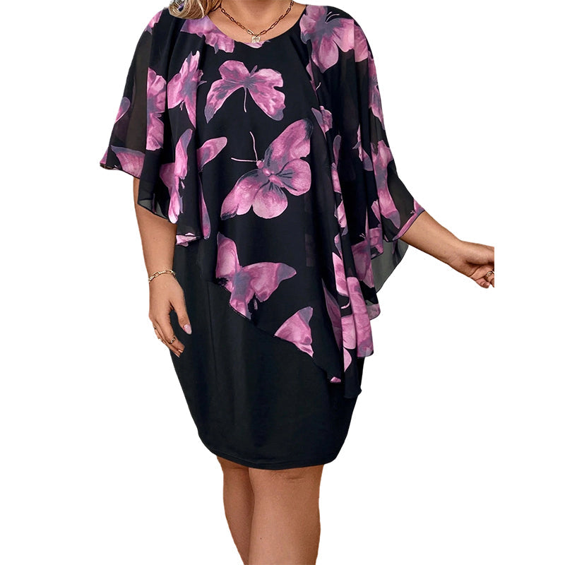 👗 50% OFF NOW! 💥Women's Floral Print Cape Bodycon Dress