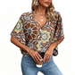 🔥Last Day Special Sale 60% OFF!!💝Women's V-Neck Bohemian Print Blouse Summer Loose Fit Shirt