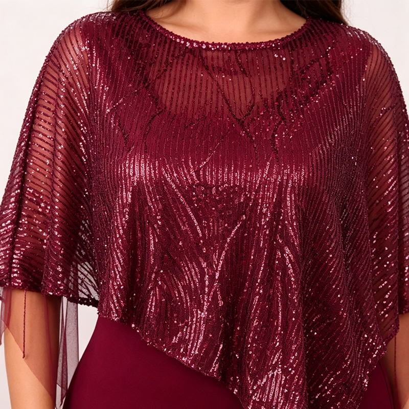 ⏳Limited-time 50% off⏰Women's Elegant Sequin Asymmetrical Cape Slim Fit Midi Dress