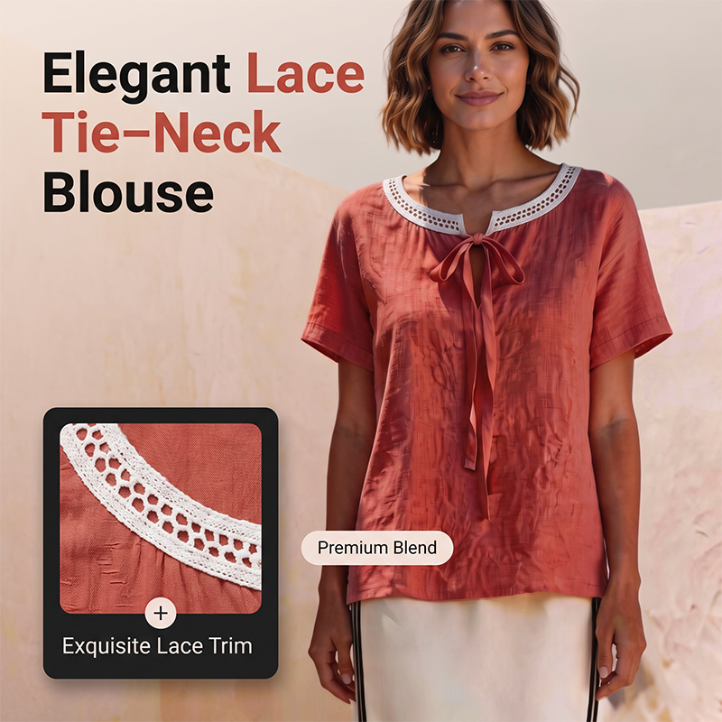 💖2026 Summer Sale 50% OFF💥Women's Elegant Lace Tie Neck Top