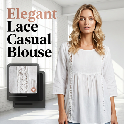 🎨✨ LIMITED TIME 50% OFF! 🦋Women's Lace V-Neck 7/8 Sleeve Blouse