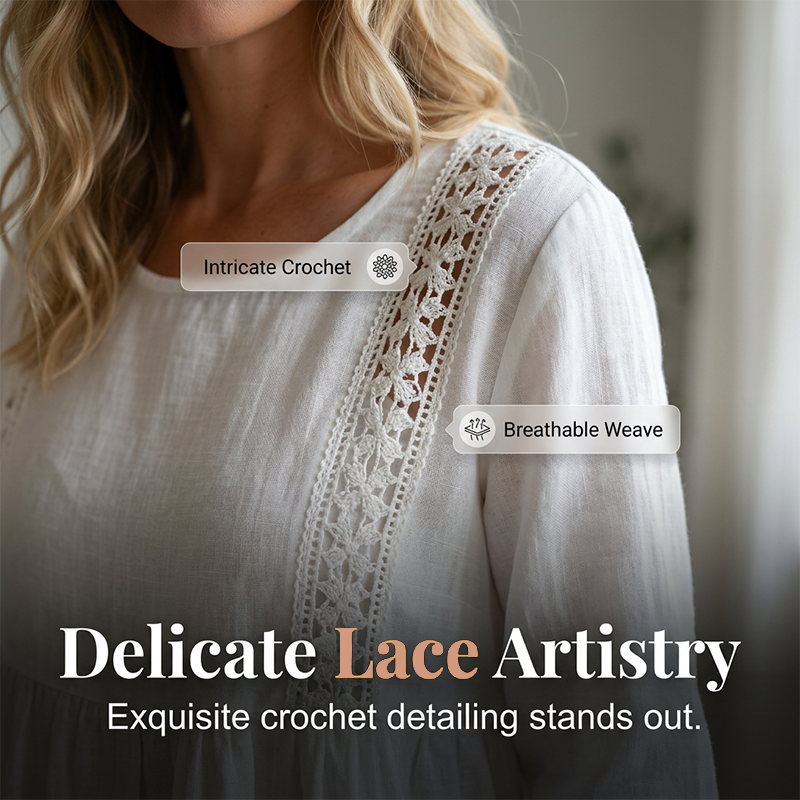 🎨✨ LIMITED TIME 50% OFF! 🦋Women's Lace V-Neck 7/8 Sleeve Blouse