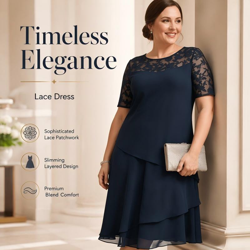 👗50 OFF% Only $52.99 🔥Free Shipping！🌸Women's Elegant Plus Size Tiered Dress