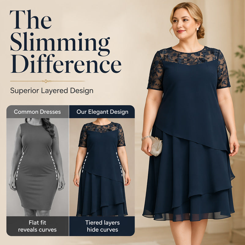 👗50 OFF% Only $52.99 🔥Free Shipping！🌸Women's Elegant Plus Size Tiered Dress