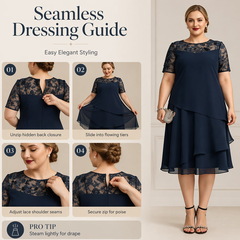 👗50 OFF% Only $52.99 🔥Free Shipping！🌸Women's Elegant Plus Size Tiered Dress