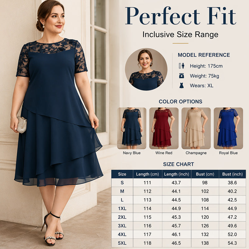 👗50 OFF% Only $52.99 🔥Free Shipping！🌸Women's Elegant Plus Size Tiered Dress