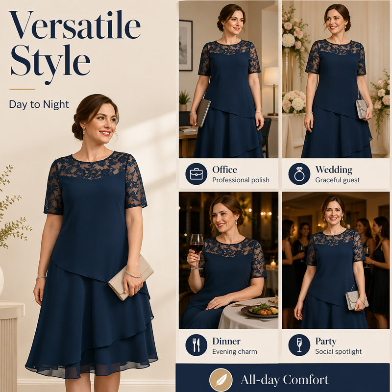 👗50 OFF% Only $52.99 🔥Free Shipping！🌸Women's Elegant Plus Size Tiered Dress