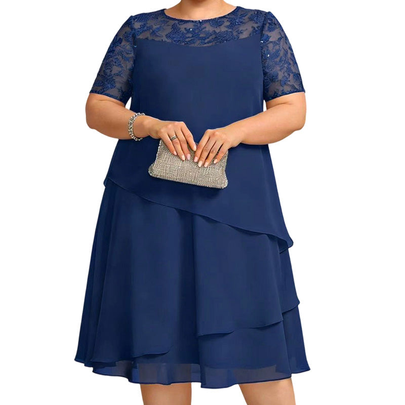 👗50 OFF% Only $52.99 🔥Free Shipping！🌸Women's Elegant Plus Size Tiered Dress