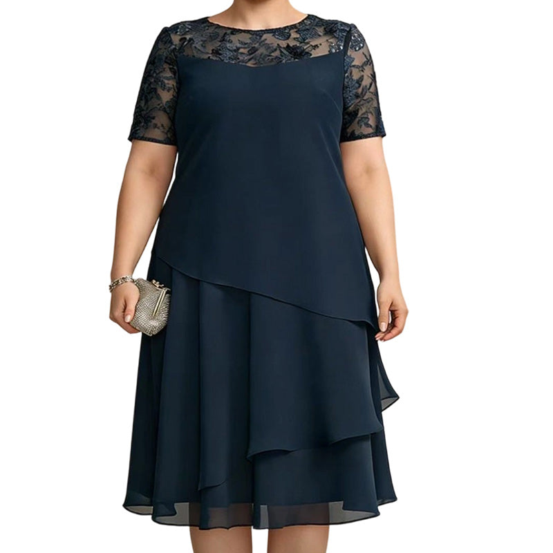 👗50 OFF% Only $52.99 🔥Free Shipping！🌸Women's Elegant Plus Size Tiered Dress