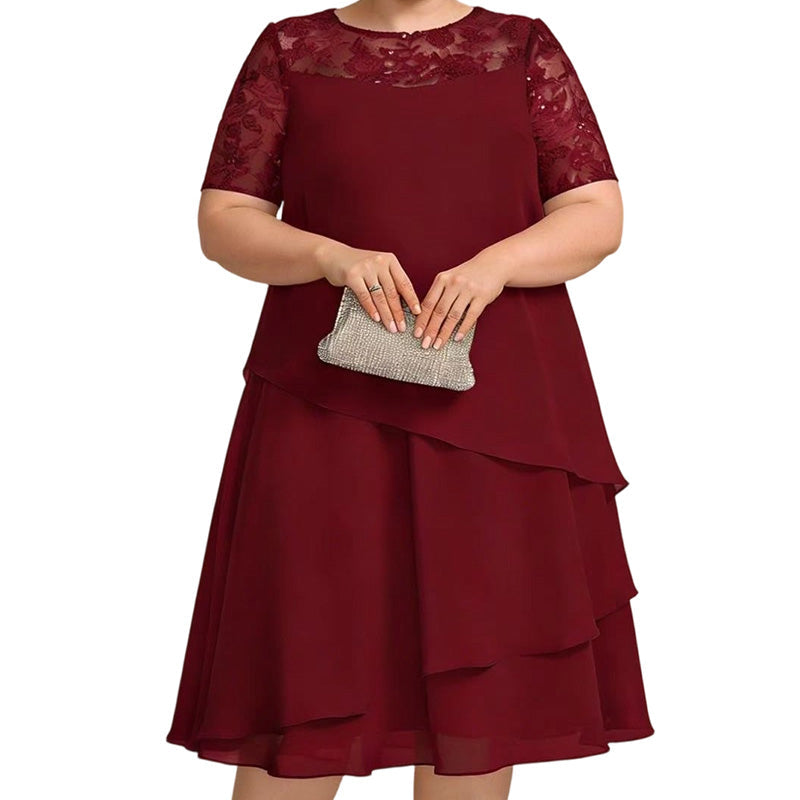 👗50 OFF% Only $52.99 🔥Free Shipping！🌸Women's Elegant Plus Size Tiered Dress
