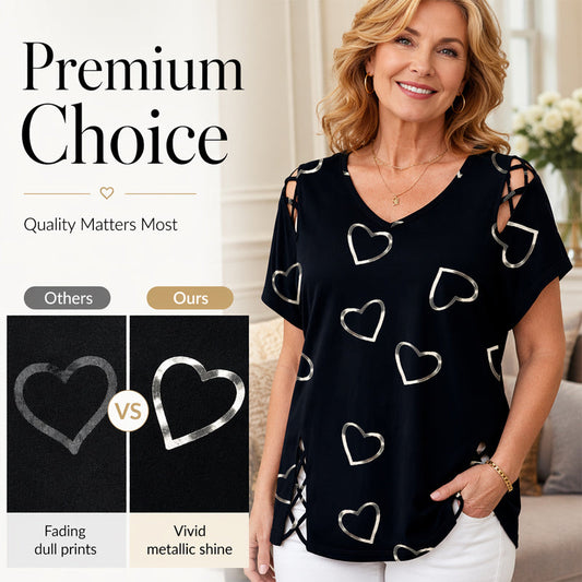 🎉  50% OFF! 👚 Cutout V-Neck Tee – Effortless Side-Tie Chic 🌸