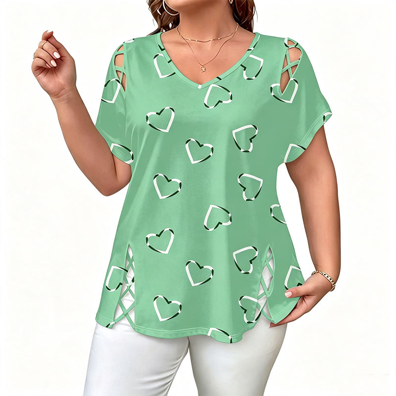 🎉  50% OFF! 👚 Cutout V-Neck Tee – Effortless Side-Tie Chic 🌸