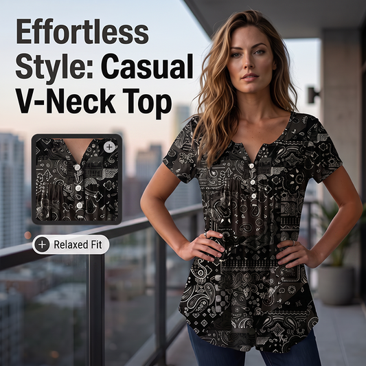 🌸😌 LIMITED TIME 50% OFF! 👚Women's Casual V-Neck Top – Soft fabric & relaxed fit – Easy style for every day.