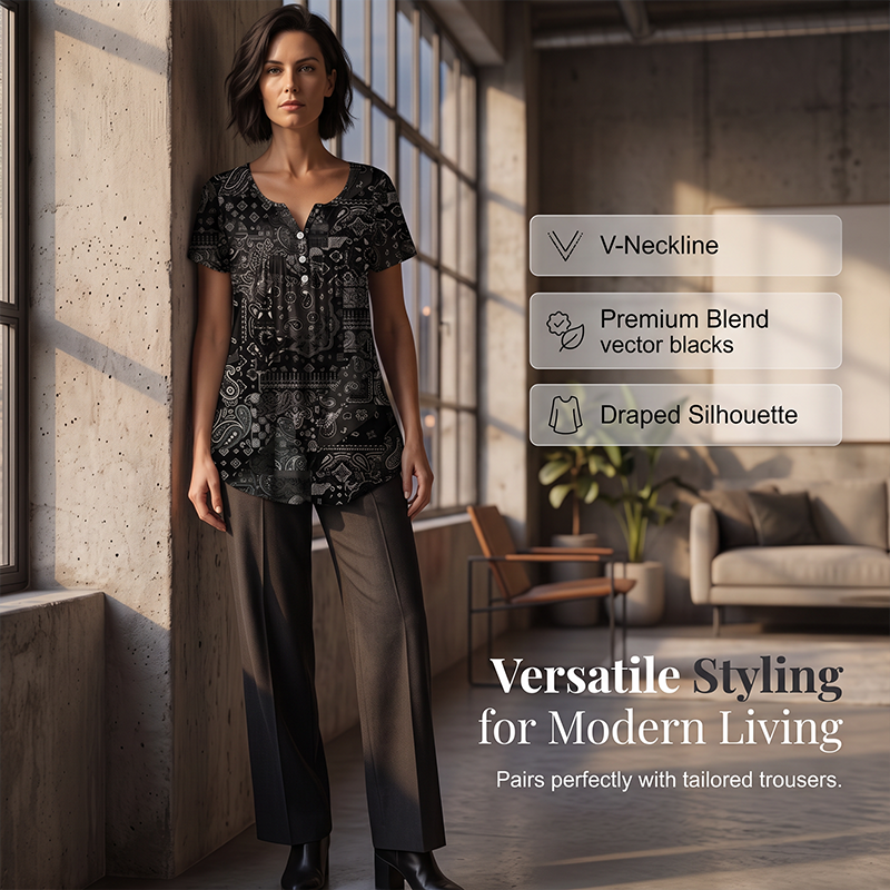 🌸😌 LIMITED TIME 50% OFF! 👚Women's Casual V-Neck Top – Soft fabric & relaxed fit – Easy style for every day.