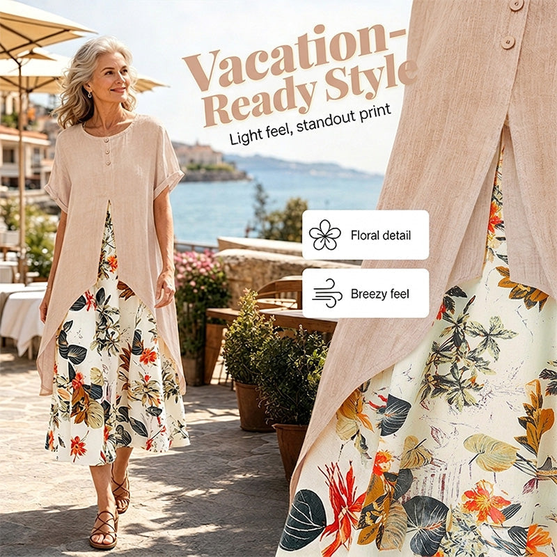 👗New Arrivals 50% OFF💥Women's Layered Look Floral Print Casual Dress