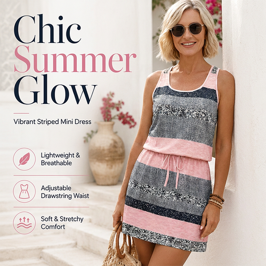 👚🔄 50% OFF! 🌀Striped Drawstring Dress – Classic stripes & easy pairing.