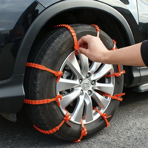🚗 50% OFF ⏰ Universal Reusable Anti-Skid Nylon Tire Chains – Install in 90s, No Jack Needed! ❄️⛓️